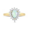 Thumbnail Image 2 of Pear-Shaped Opal and 0.23 CT. T.W. Diamond Shadow Frame Ring in 10K Gold