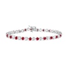 3.5mm Lab-Created Ruby and White Lab-Created Sapphire Alternating Line Bracelet in Sterling Silver - 7.25"