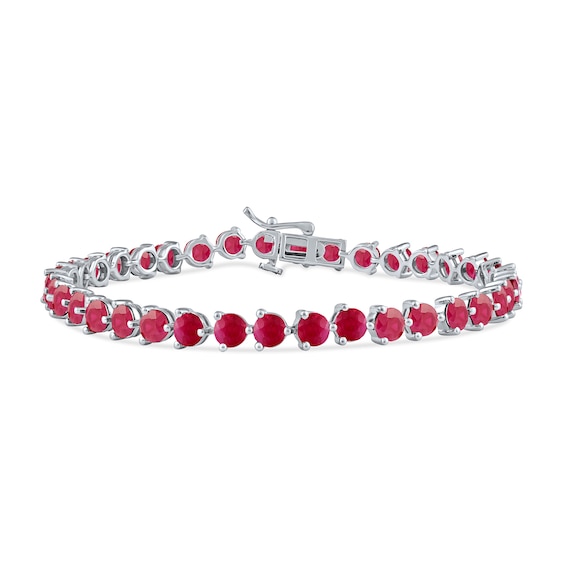 4.0mm Lab-Created Ruby Tennis Bracelet in Sterling Silver - 7.25"