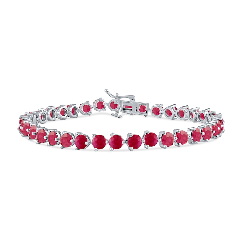 4.0mm Lab-Created Ruby Tennis Bracelet in Sterling Silver - 7.25"