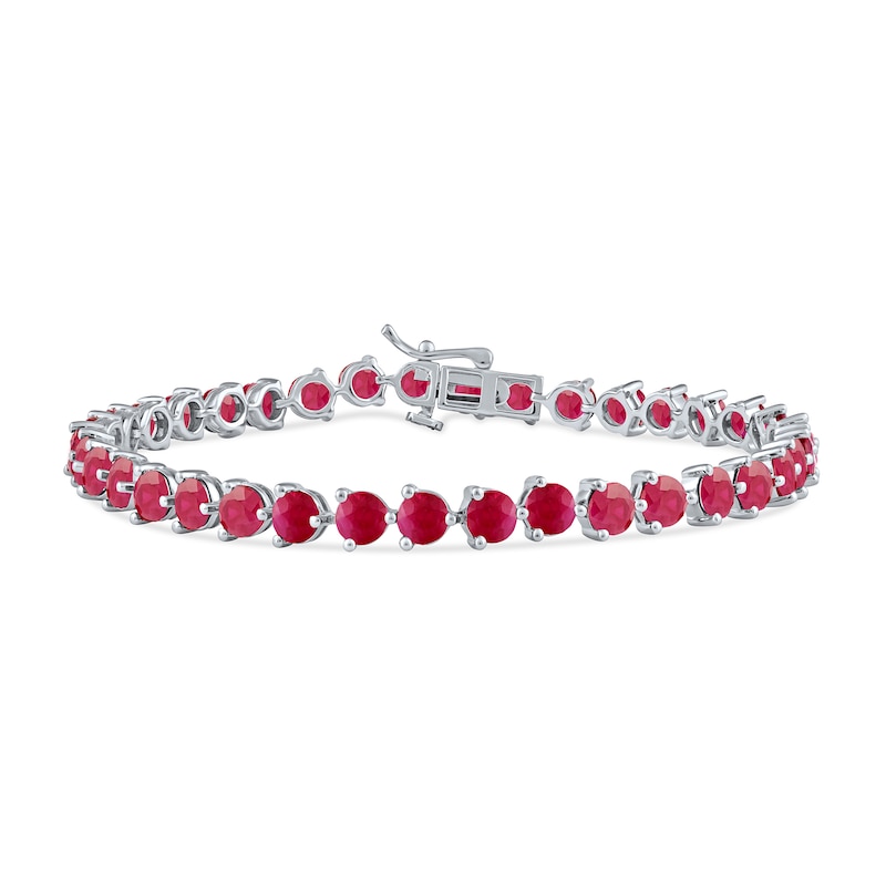 4.0mm Lab-Created Ruby Tennis Bracelet in Sterling Silver - 7.25"|Peoples Jewellers