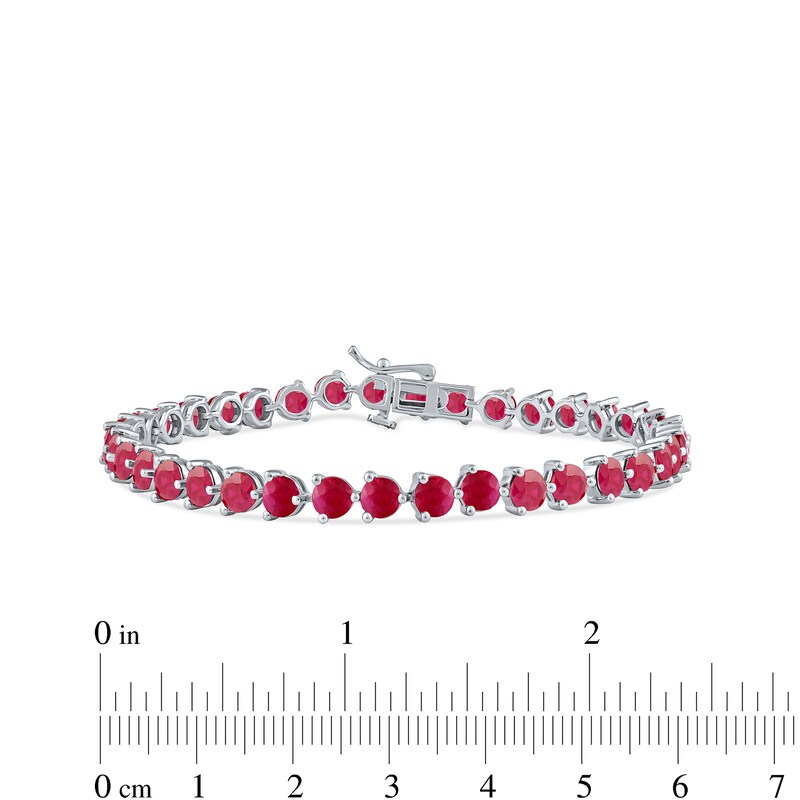 Main Image 4 of 4.0mm Lab-Created Ruby Tennis Bracelet in Sterling Silver - 7.25"