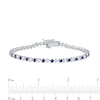 Blue and White Lab-Created Sapphire Alternating Line Bracelet in Sterling Silver - 7.25"