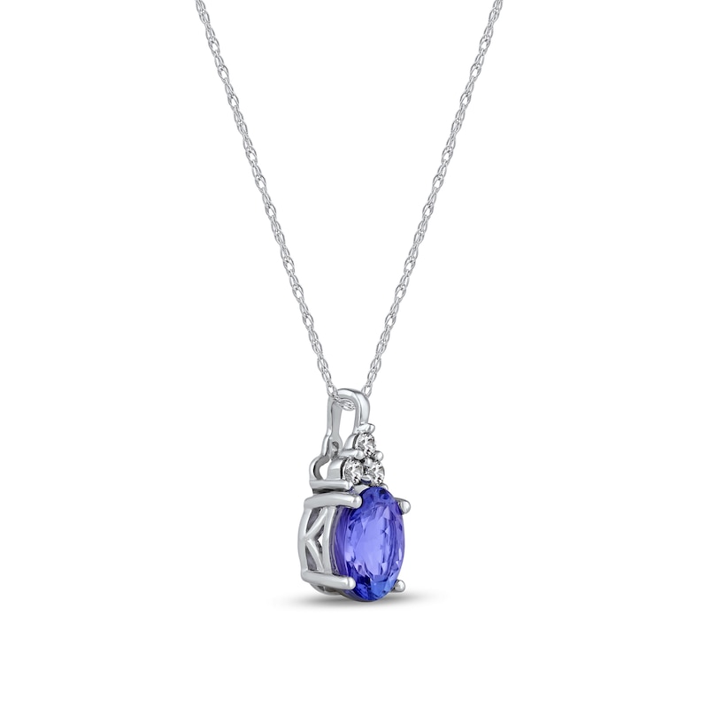 Main Image 2 of Oval Tanzanite and Diamond Accent Tri-Top Pendant in 10K White Gold