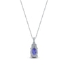 Thumbnail Image 3 of Oval Tanzanite and Diamond Accent Tri-Top Pendant in 10K White Gold