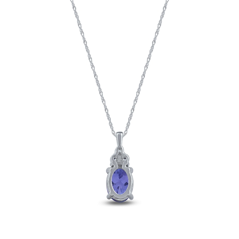 Main Image 3 of Oval Tanzanite and Diamond Accent Tri-Top Pendant in 10K White Gold