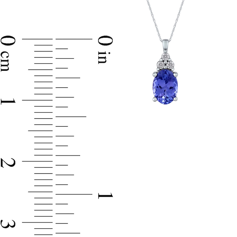 Main Image 5 of Oval Tanzanite and Diamond Accent Tri-Top Pendant in 10K White Gold