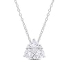 4.5mm White Lab-Created Sapphire Tri-Cluster Pendant in Sterling Silver