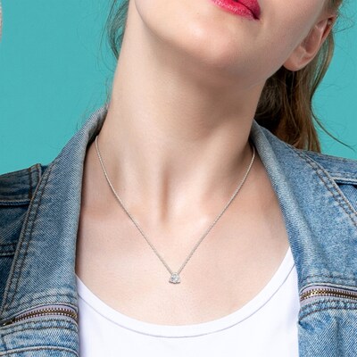 4.5mm White Lab-Created Sapphire Tri-Cluster Pendant in Sterling Silver