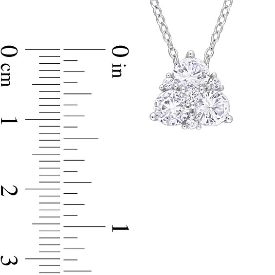 4.5mm White Lab-Created Sapphire Tri-Cluster Pendant in Sterling Silver