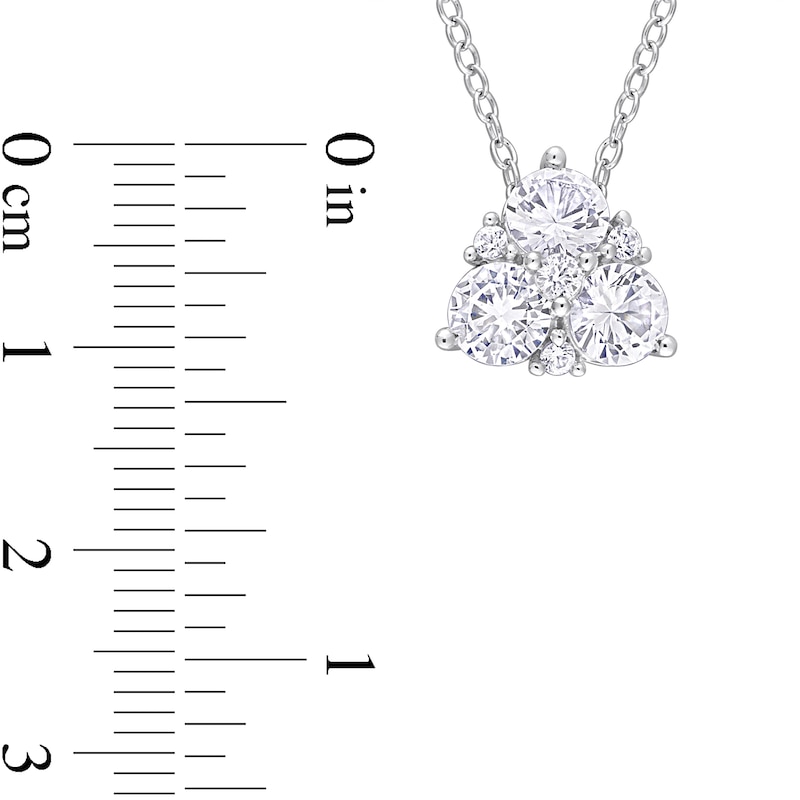 4.5mm White Lab-Created Sapphire Tri-Cluster Pendant in Sterling Silver
