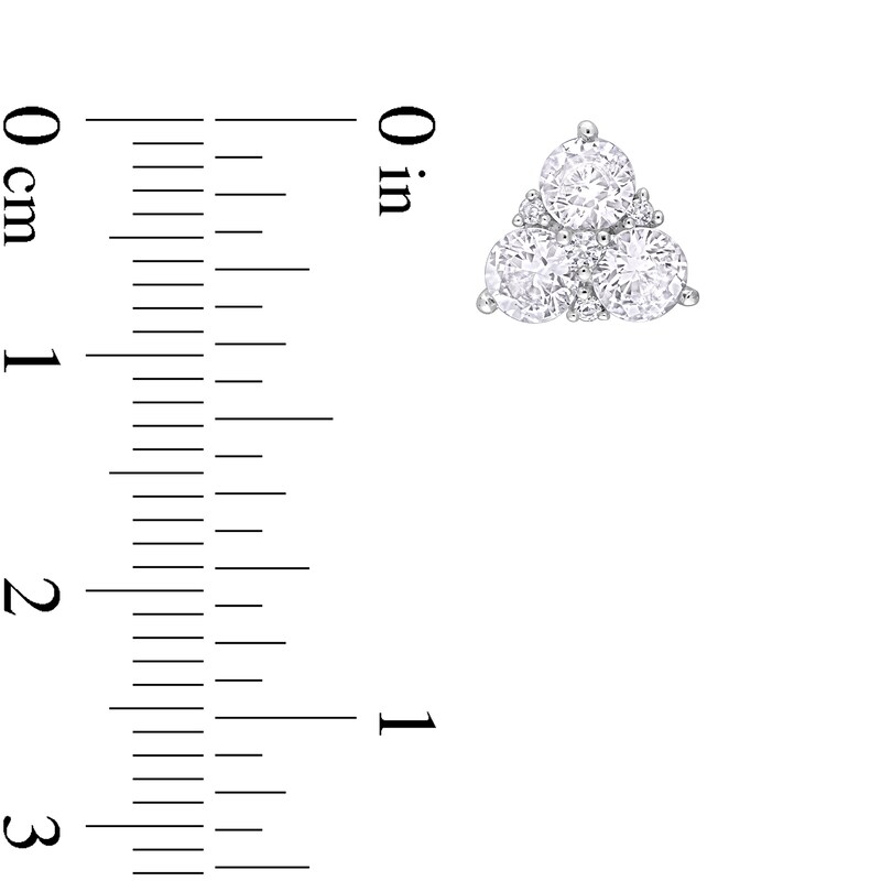 4.0mm White Lab-Created Sapphire Tri-Cluster Stud Earrings in Sterling Silver