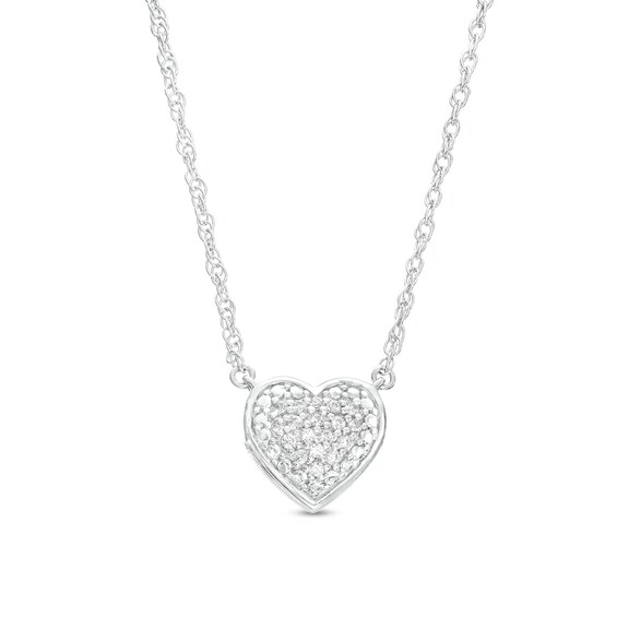 0.07 CT. T.W. Multi-Diamond Heart Necklace in Sterling Silver