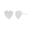 Thumbnail Image 1 of 0.13 CT. T.W. Multi-Diamond Beaded Heart Stud Earrings in Sterling Silver