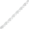 Thumbnail Image 0 of 0.04 CT. T.W. Diamond Alternating Heart Link Line Bracelet in Sterling Silver - 7.25"