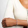 Thumbnail Image 2 of 0.04 CT. T.W. Diamond Alternating Heart Link Line Bracelet in Sterling Silver - 7.25"