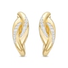 Thumbnail Image 0 of 0.20 CT. T.W. Diamond Bypass Ribbon Hoop Earrings in 10K Gold