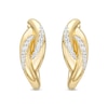 Thumbnail Image 1 of 0.20 CT. T.W. Diamond Bypass Ribbon Hoop Earrings in 10K Gold