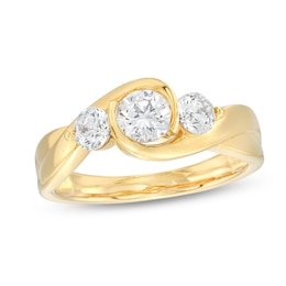 0.95 CT. T.W. Diamond Past Present Future® Bypass Twist Shank Engagement Ring in 14K Gold