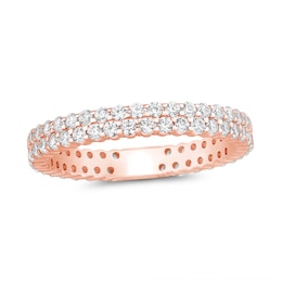 0.95 CT. T.W. Diamond Double Row Eternity Anniversary Band in 14K Rose Gold