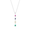 Thumbnail Image 1 of Mother's Simulated Gemstone Graduated Stick Drop Pendant in Sterling Silver (5 Stones)