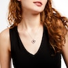 6.0mm Simulated Gemstone and White Lab-Created Sapphire Engravable Heart Pendant in Sterling Silver (1 Stone and Line)