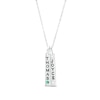 Thumbnail Image 1 of Couple's Simulated Gemstone Engravable Vertical Bar Charms Pendant in Sterling Silver (2 Stones and 2 Lines)