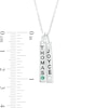 Thumbnail Image 3 of Couple's Simulated Gemstone Engravable Vertical Bar Charms Pendant in Sterling Silver (2 Stones and 2 Lines)