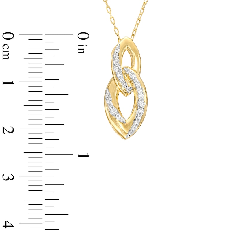 0.20 CT. T.W. Diamond Bypass Ribbon Marquise-Shaped Interlocking Link Pendant in 10K Gold