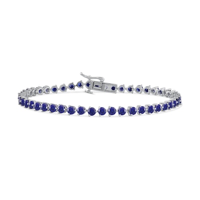 3.0mm Blue Lab-Created Sapphire Tennis Bracelet in Sterling Silver - 7.25"