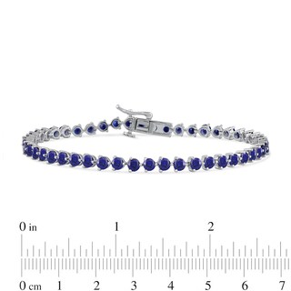 3.0mm Blue Lab-Created Sapphire Tennis Bracelet in Sterling Silver - 7.25"