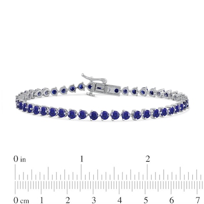 3.0mm Blue Lab-Created Sapphire Tennis Bracelet in Sterling Silver - 7.25"