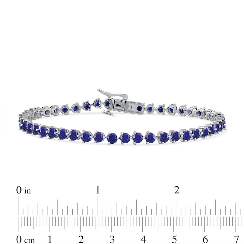 3.0mm Blue Lab-Created Sapphire Tennis Bracelet in Sterling Silver - 7.25"