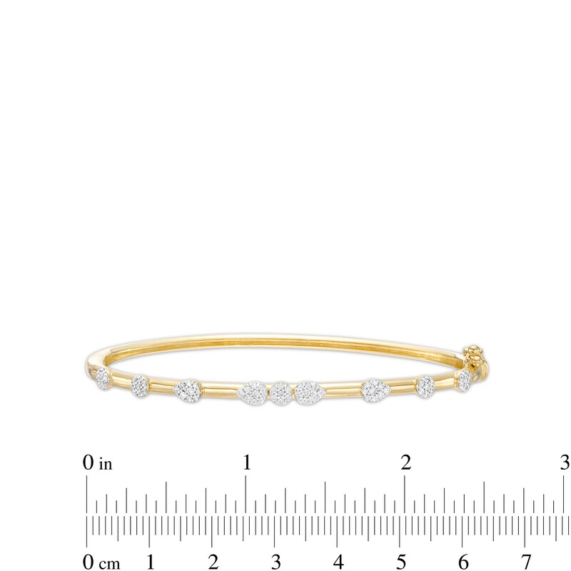 Main Image 3 of 0.50 CT. T.W. Pear-Shaped and Round Multi-Diamond Station Bangle in 10K Gold