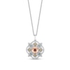 Thumbnail Image 1 of Disney Treasures Encanto Multi-Gemstone and 0.085 CT. T.W. Diamond Flower Pendant in Sterling Silver and 10K Rose Gold