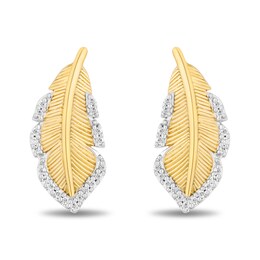 Enchanted Disney Pocahontas 0.085 CT. T.W. Diamond Feather Stud Earrings in 10K Gold