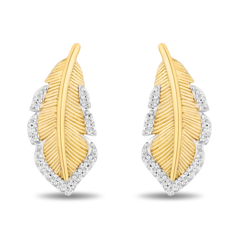 Enchanted Disney Pocahontas 0.085 CT. T.W. Diamond Feather Stud Earrings in 10K Gold