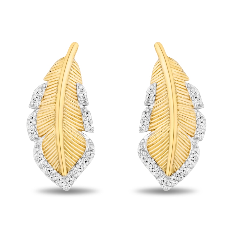 Enchanted Disney Pocahontas 0.085 CT. T.W. Diamond Feather Stud Earrings in 10K Gold|Peoples Jewellers