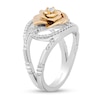Thumbnail Image 2 of Enchanted Disney Belle 0.23 CT. T.W. Diamond Bypass Rose Split Shank Ring in Sterling Silver and 10K Gold