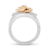 Thumbnail Image 3 of Enchanted Disney Belle 0.23 CT. T.W. Diamond Bypass Rose Split Shank Ring in Sterling Silver and 10K Gold