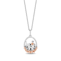 Disney Treasures Encanto 0.065 CT. T.W. Diamond Oval-Shaped Frame Casita Pendant in Sterling Silver and 10K Rose Gold