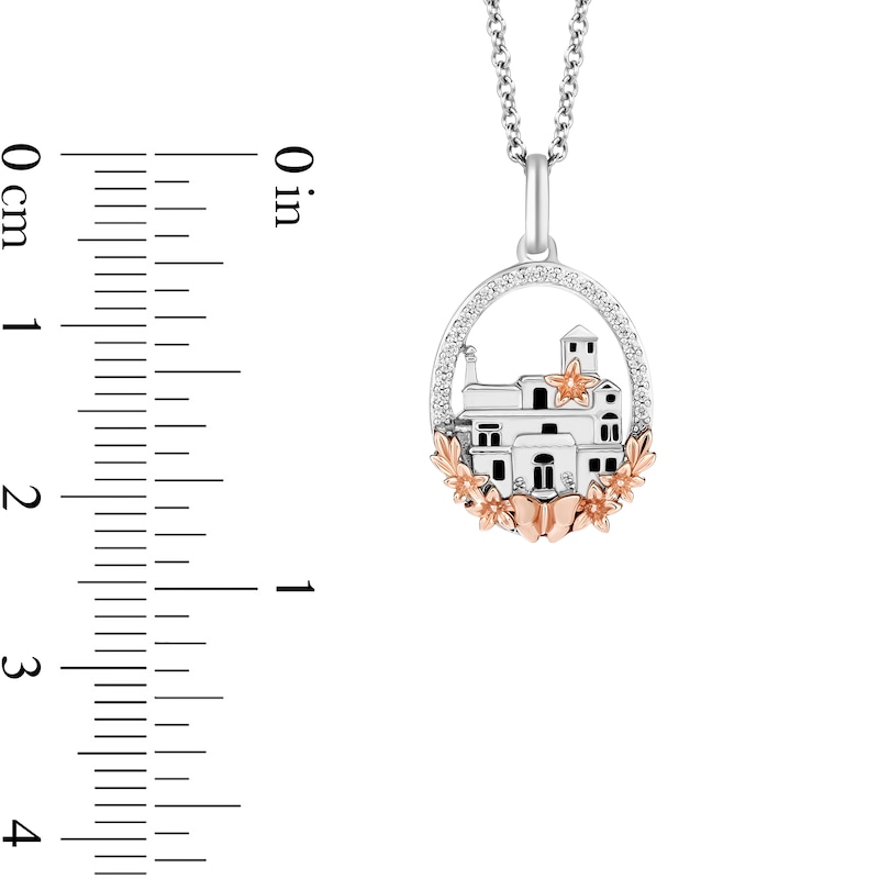 Main Image 2 of Disney Treasures Encanto 0.065 CT. T.W. Diamond Oval-Shaped Frame Casita Pendant in Sterling Silver and 10K Rose Gold