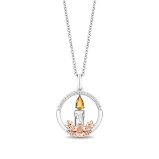Disney Treasures Encanto Citrine and 0.065 CT. T.W. Diamond Candle Pendant in Sterling Silver and 10K Rose Gold - 19"