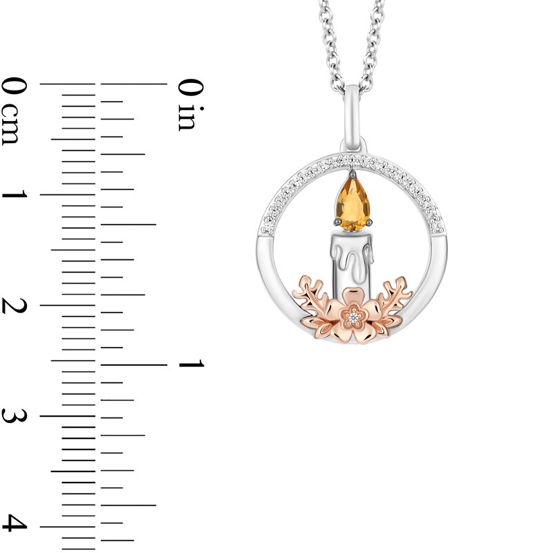 Disney Treasures Encanto Citrine and 0.065 CT. T.W. Diamond Candle Pendant in Sterling Silver and 10K Rose Gold - 19"