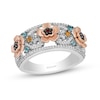 Thumbnail Image 0 of Disney Treasures Encanto Multi-Gemstone and 0.145 CT. T.W. Diamond Flower Ring in Sterling Silver and 10K Rose Gold