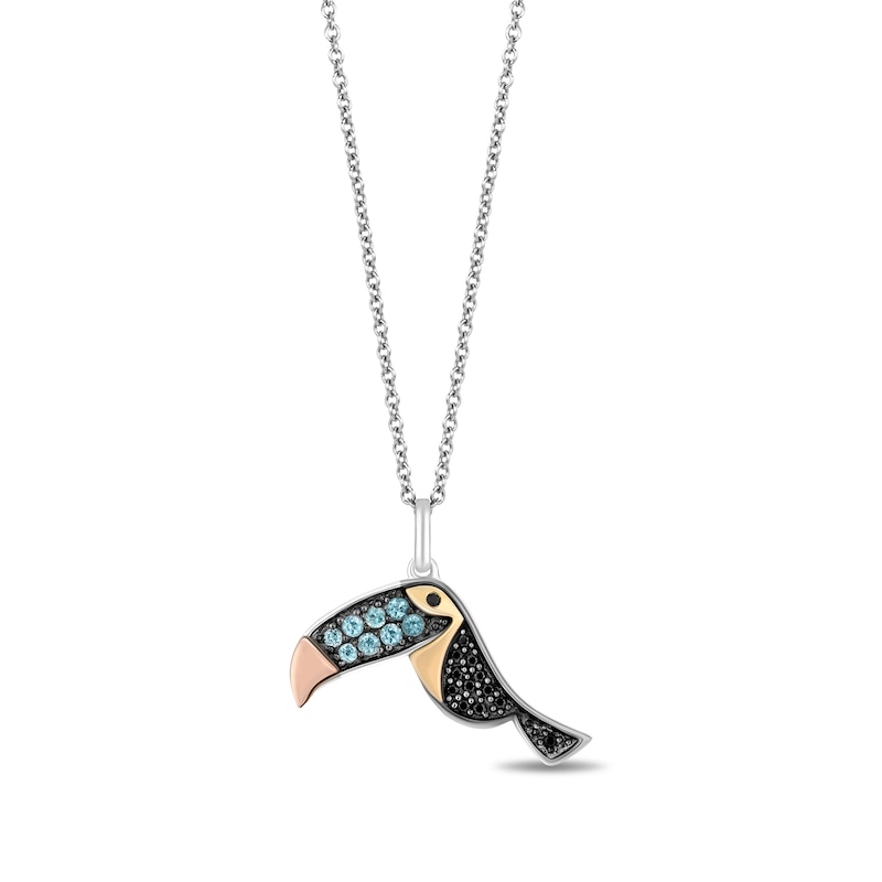 Disney Treasures Encanto Blue Topaz and 0.085 CT. T.W. Black Diamond Pendant in Sterling Silver and 10K Two-Tone Gold|Peoples Jewellers