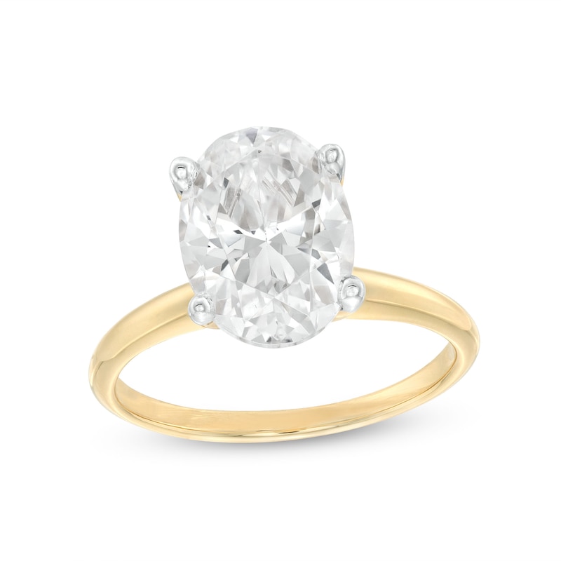 Main Image 1 of 3.00 CT. Certified Oval Lab-Grown Diamond Solitaire Engagement Ring in 14K Gold (F/SI2)