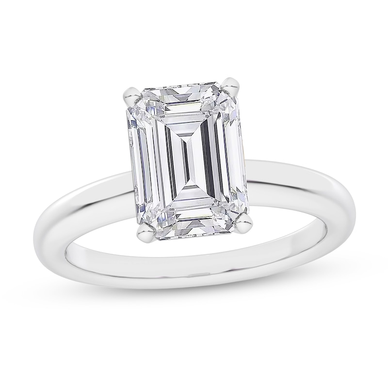 3.00 CT. Certified Emerald-Cut Lab-Created Diamond Solitaire Engagement Ring in 14K White Gold (F/SI2)|Peoples Jewellers