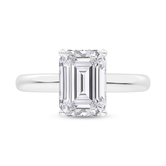 3.00 CT. Certified Emerald-Cut Lab-Created Diamond Solitaire Engagement Ring in 14K White Gold (F/SI2)