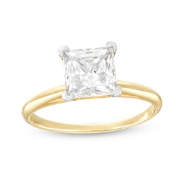 2.50 CT. Certified Princess-Cut Lab-Grown Diamond Solitaire Engagement Ring in 14K Gold (F/SI2)